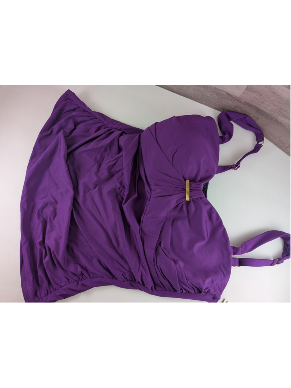 2Bamboo Purple & Gold Tankini Bikini Top Swimsuit M